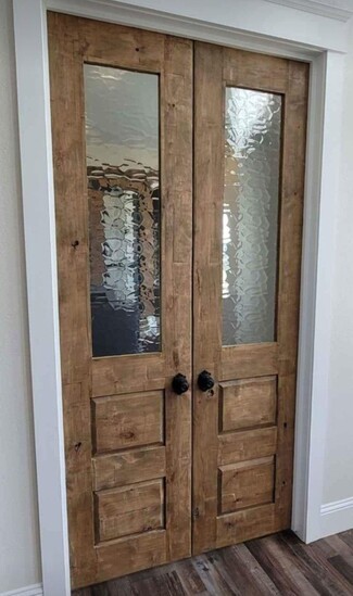 French Doors: Hammered Glass Farmhouse Pantry Doors