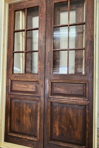 French Doors: Six-Lite Panes Rustic Glass Double Doors