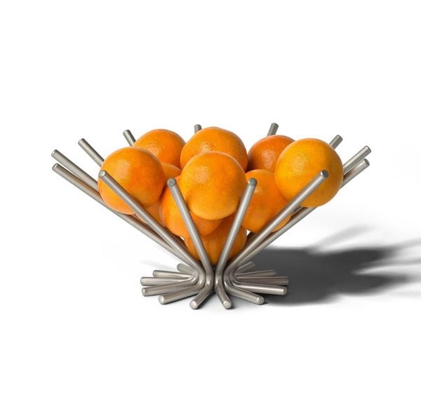 Fruit Bowl: Architectural Silhouette Radial Rod Metal Design