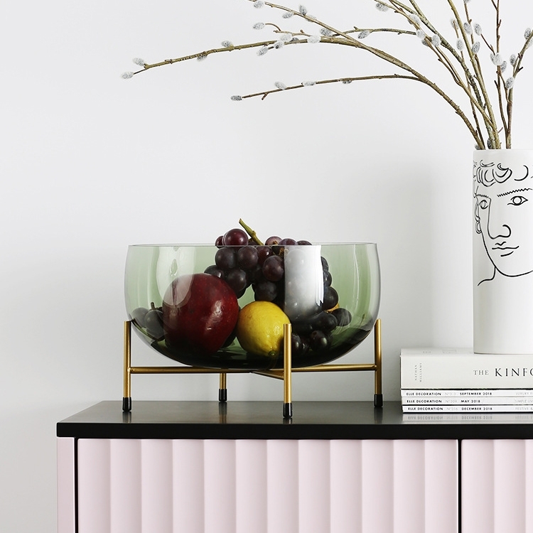 Fruit Bowl: Forest Green Tint Elevated Gold Frame Decor