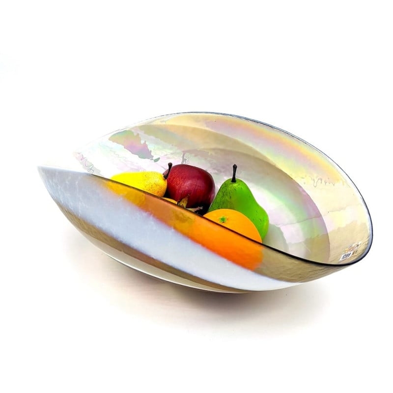 Fruit Bowl: Iridescent Finish Shell Shape Glass Centerpiece