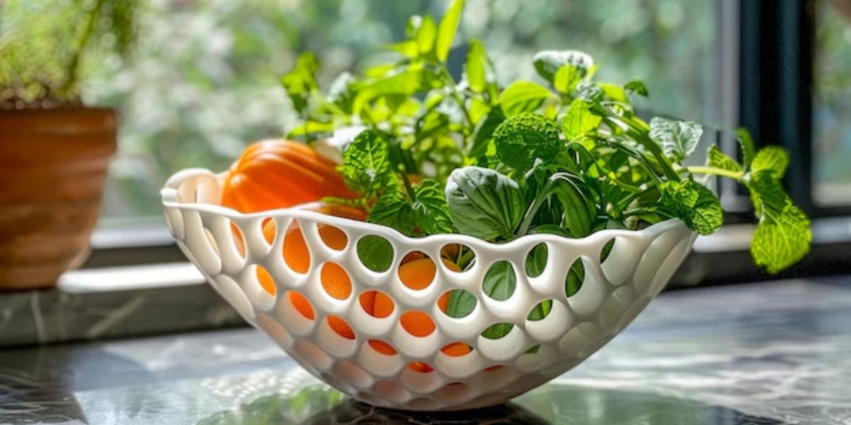 Fruit Bowl: Perforated Cutouts Wavy Rim Cellular Pattern