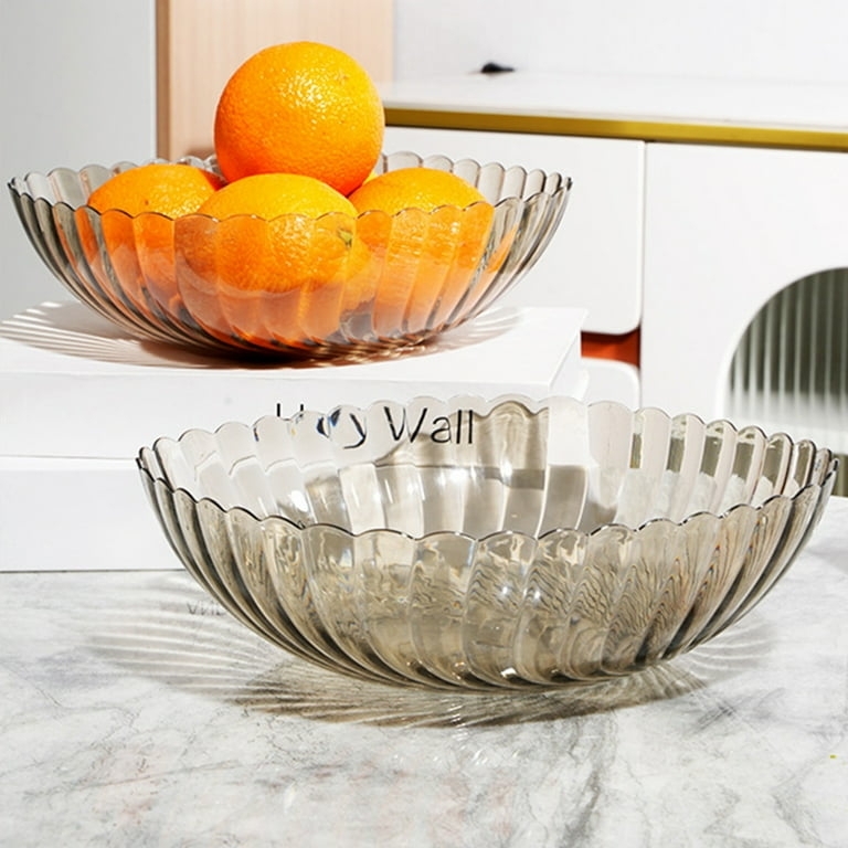 Fruit Bowl: Smoky Translucent Grey Vertical Ripple Texture