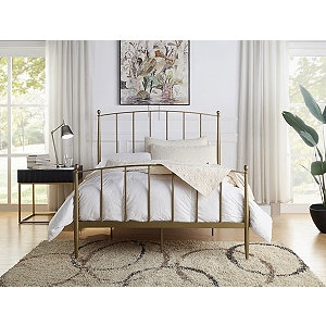 Full Bed Frame Gold Metal Spindle Arched Headboard Bed