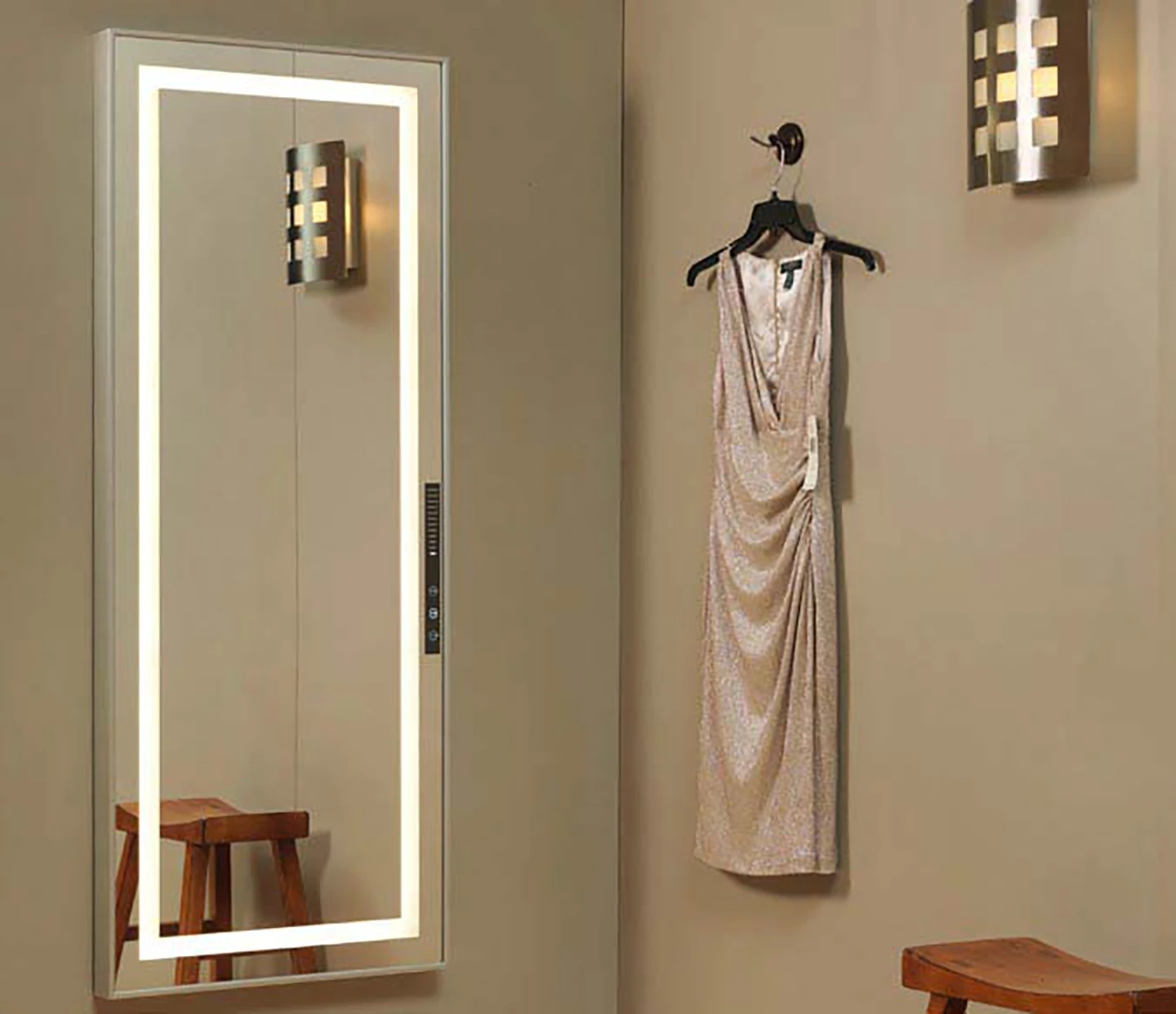 Full Length Mirror: LED Lighted Fitting Room Mirror Aluminum