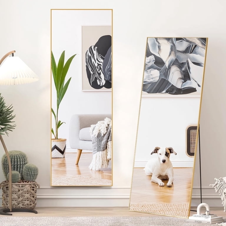 Full Length Mirror: Modern Leaning Floor Mirror Gold