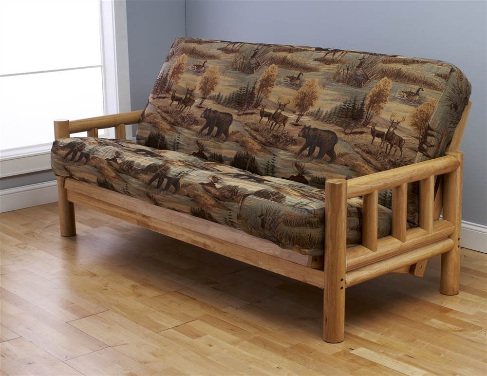 Futon with Log Frame and Convertible Bed Design