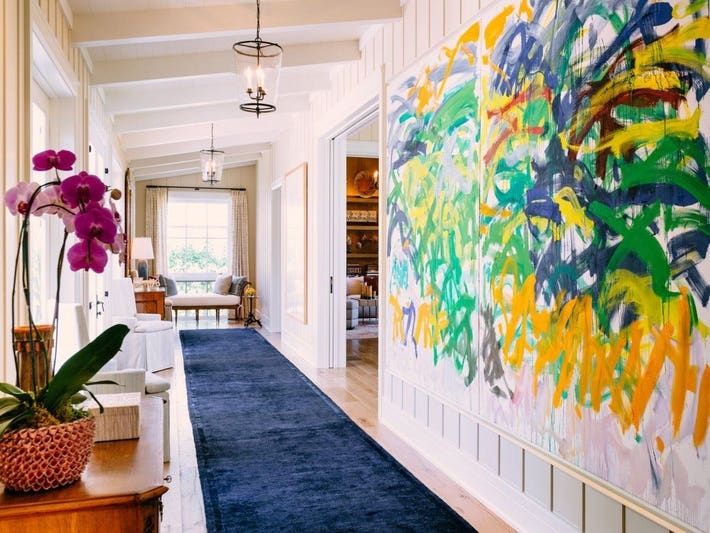 Gallery Hallway Oversized Abstract Art Navy Velvet Runner