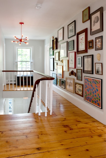 Gallery Wall Floor To Ceiling Art Red Accent Lighting