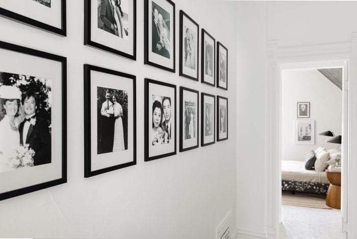 Gallery Wall Grid Arrangement Oversized Mats Monochrome