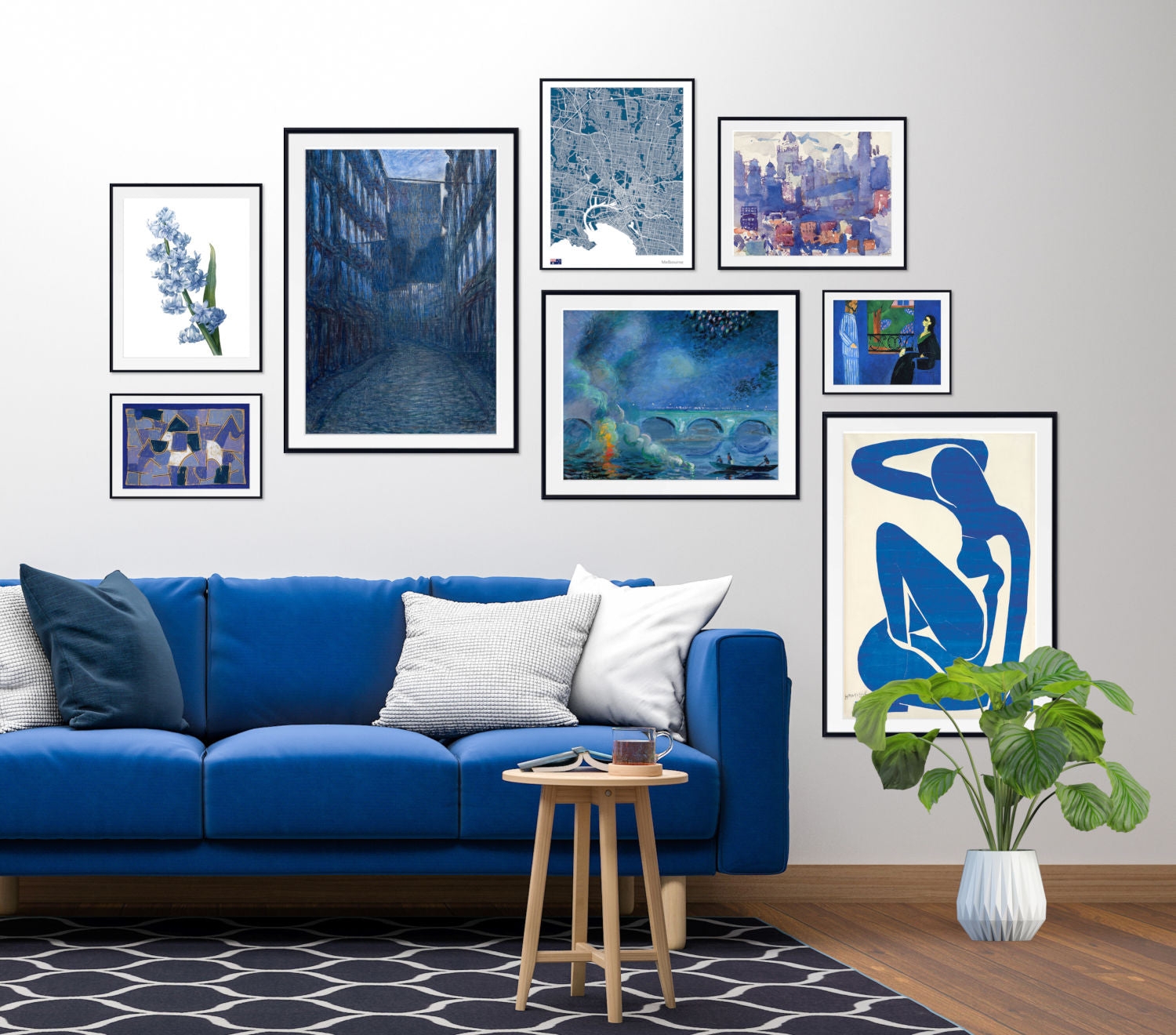 Gallery Wall Set with Eight Piece Curated Set and Mixed Subjects