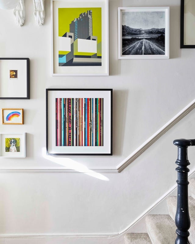 Gallery Wall Staircase Layout Mixed Frame Sizes Graphics