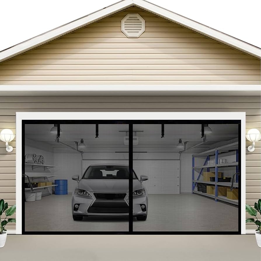 Garage Door Screen Center Seam Magnetic Hands Free Curtain