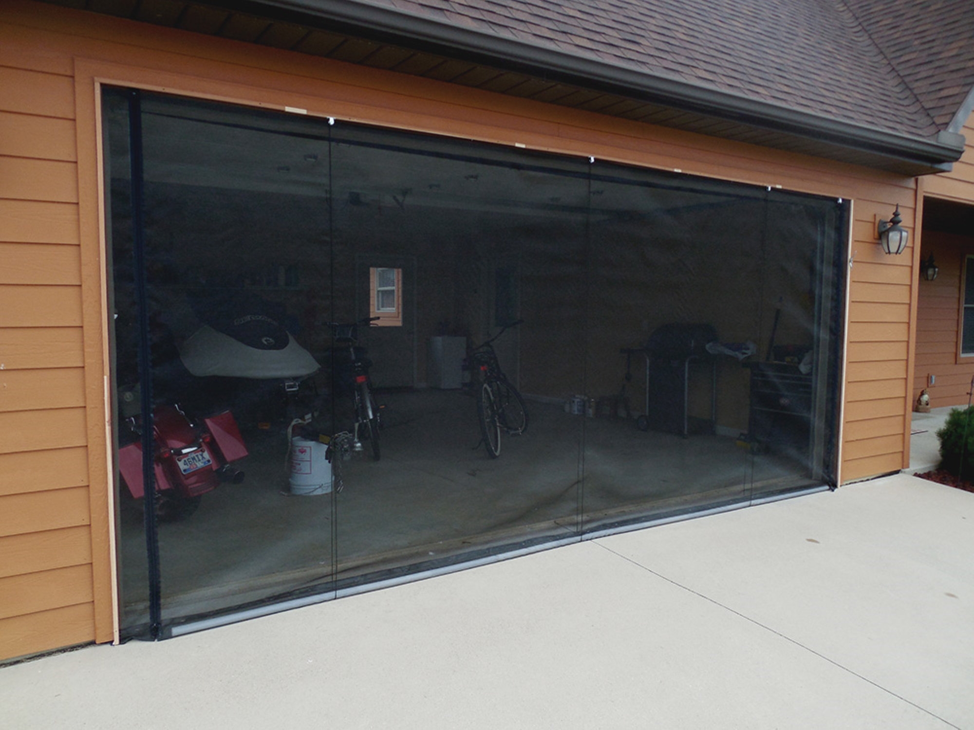 Garage Screen Sand Aluminum Frame Roll-Up Bug Screen