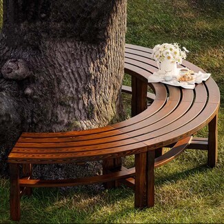Garden Bench Semi Circular Tree Wrap with Slatted Seat Design