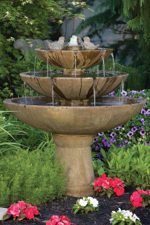 Garden Fountain Three Tiered Spillway Antique Stone