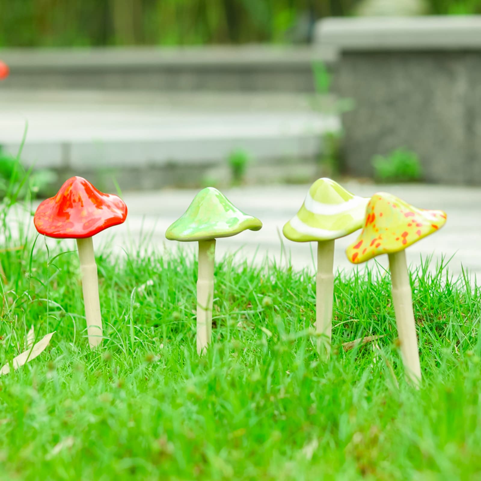 Garden Ornament: Conical Caps Spotted Pattern Fairy Stakes