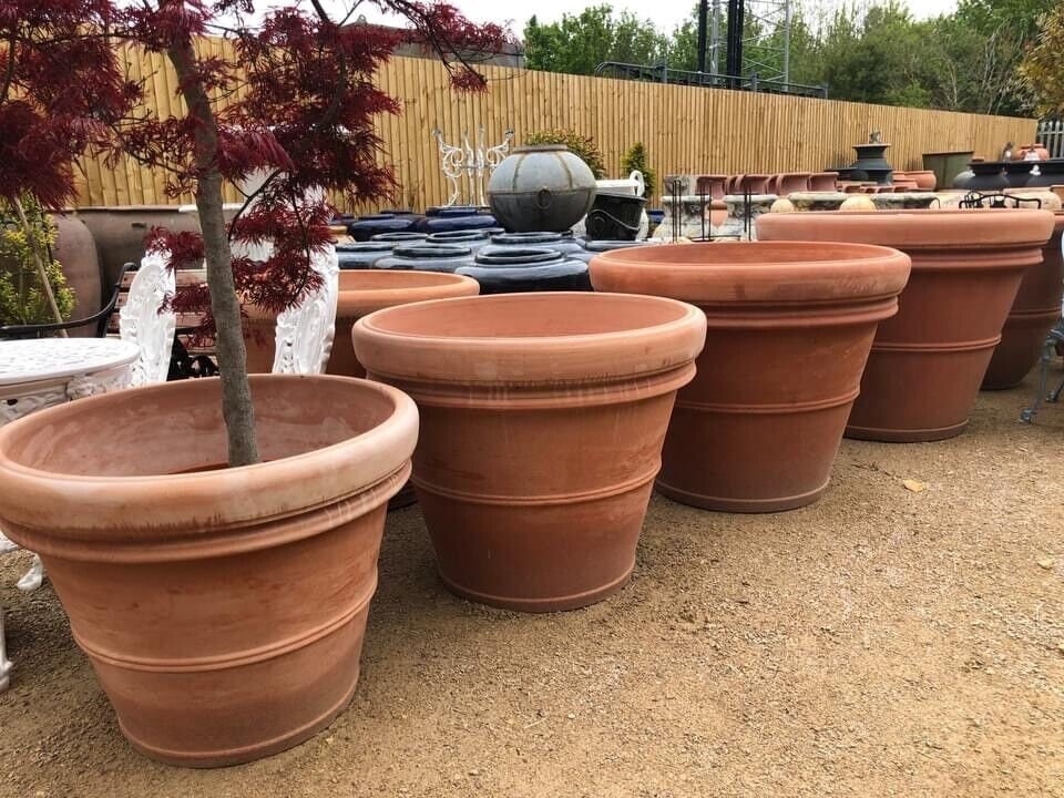 Garden Planter featuring Horizontal Bands Large Garden Pots