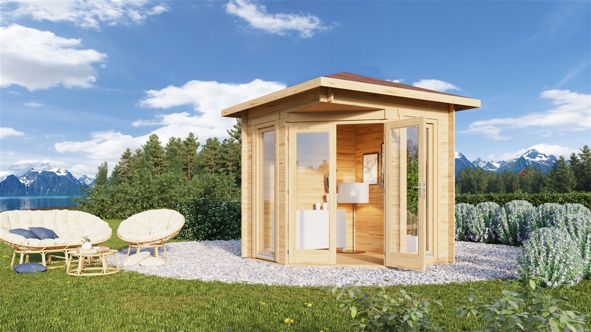 Garden Shed: Corner Entry Scandinavian Backyard Retreat Studio