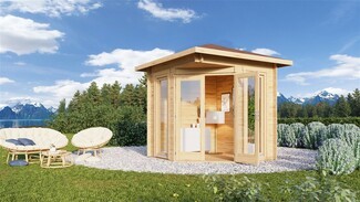 Garden Shed: Corner Entry Scandinavian Backyard Retreat Studio
