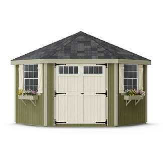 Garden Shed: Cream Window Boxes and Colonial Cottage Storage Shed