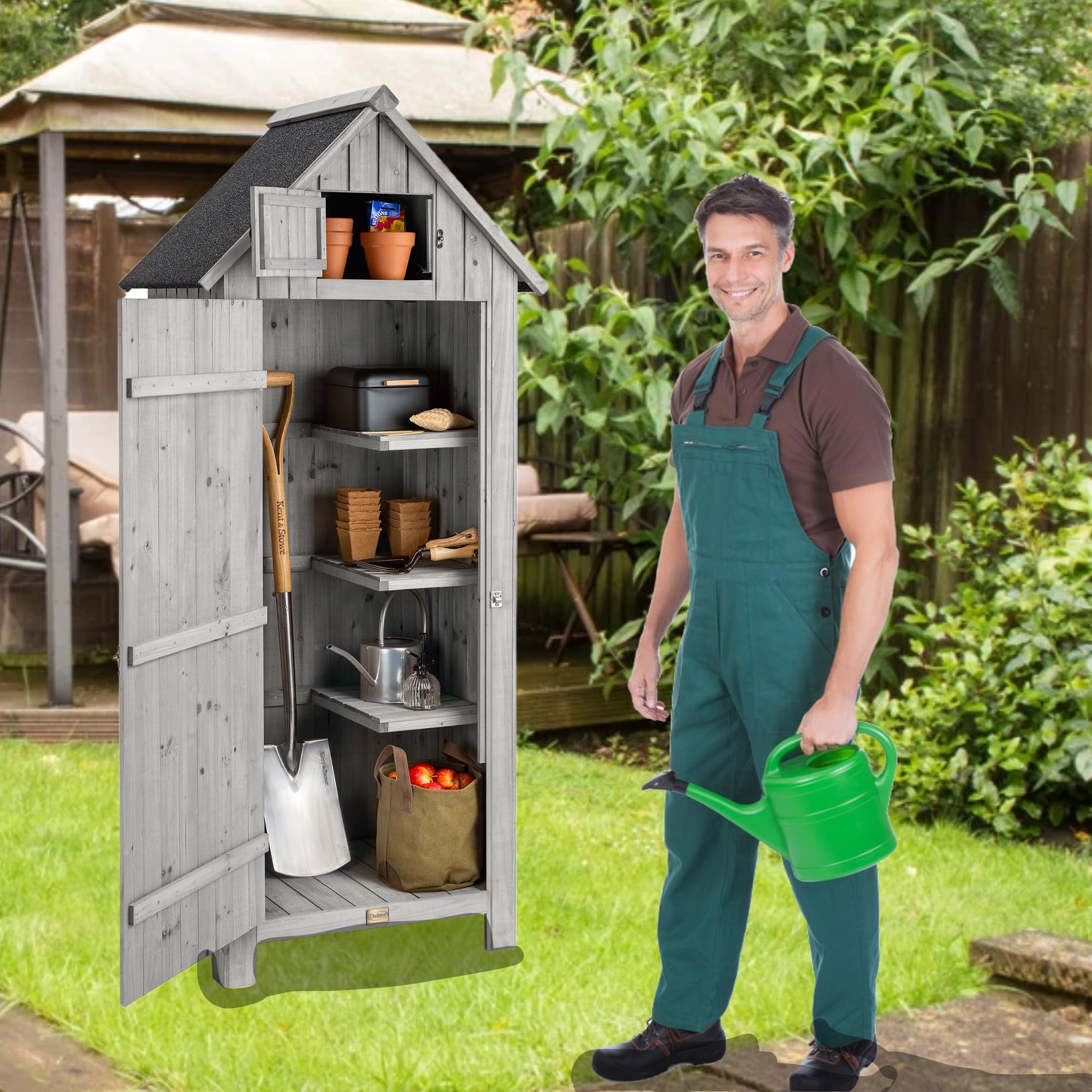 Garden Shed: Top Hatch Door and Vertical Patio Organizer Kit