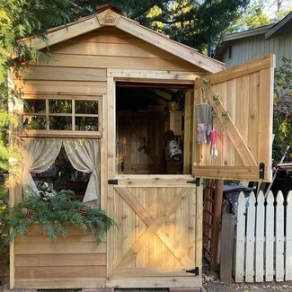 Garden Shed: X-Brace Rustic Cedar Garden Shed with Window Box