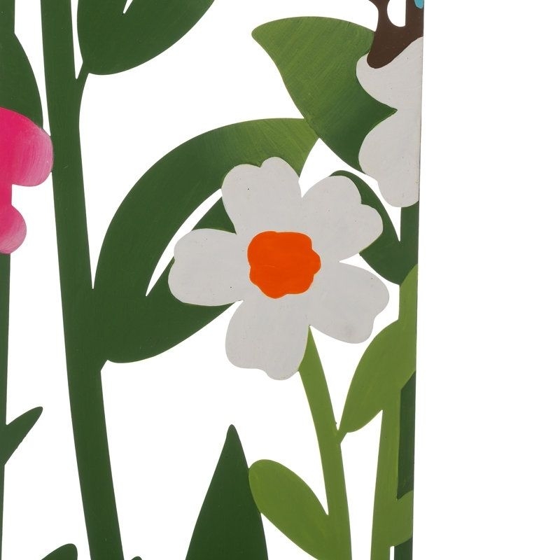 Garden Stake: Stylized Floral Cutouts Whimsical Metal Garden Art