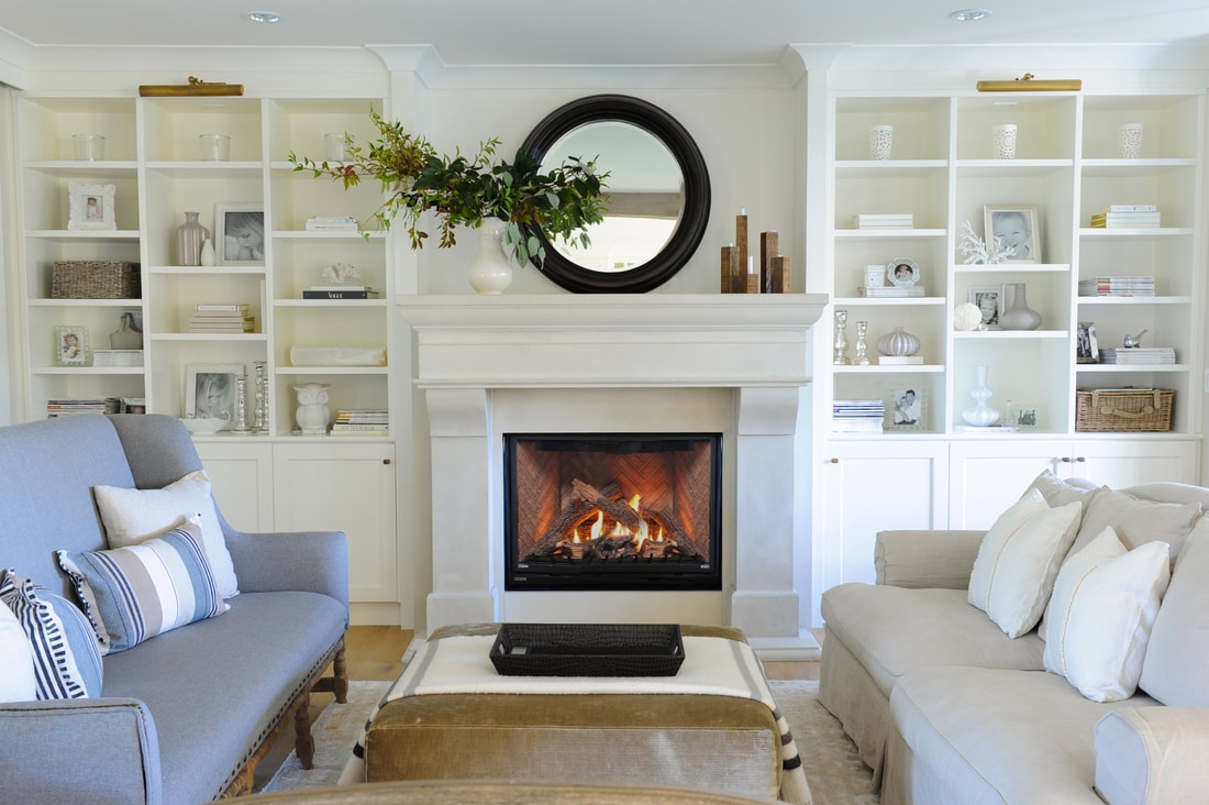 Gas Fireplace Picture Lights Herringbone Idea