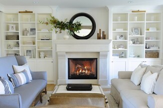 Gas Fireplace Picture Lights Herringbone Idea