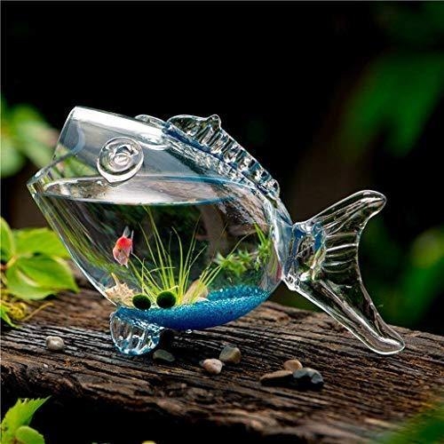 Glass Fish Bowl Sculpted Fins Coastal Chic Glassware