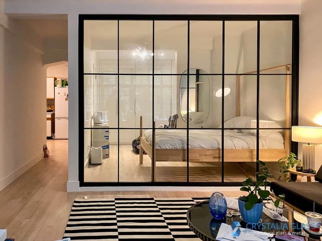 Glass Partition: Industrial Grid Design Crittall Style