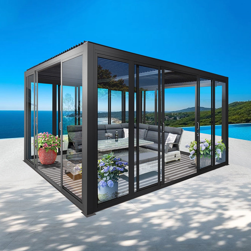 Glass Pergola with 4-Sided Enclosure: Luxury Glass Pergola