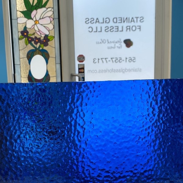 Glass Sheet: Hammered Texture Transparent Blue Art