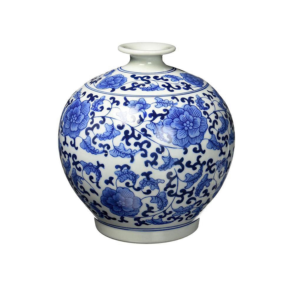 Globe Vase with Globe Silhouette and Floral Scrollwork