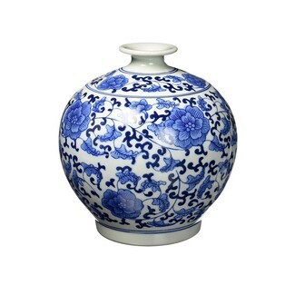 Globe Vase with Globe Silhouette and Floral Scrollwork