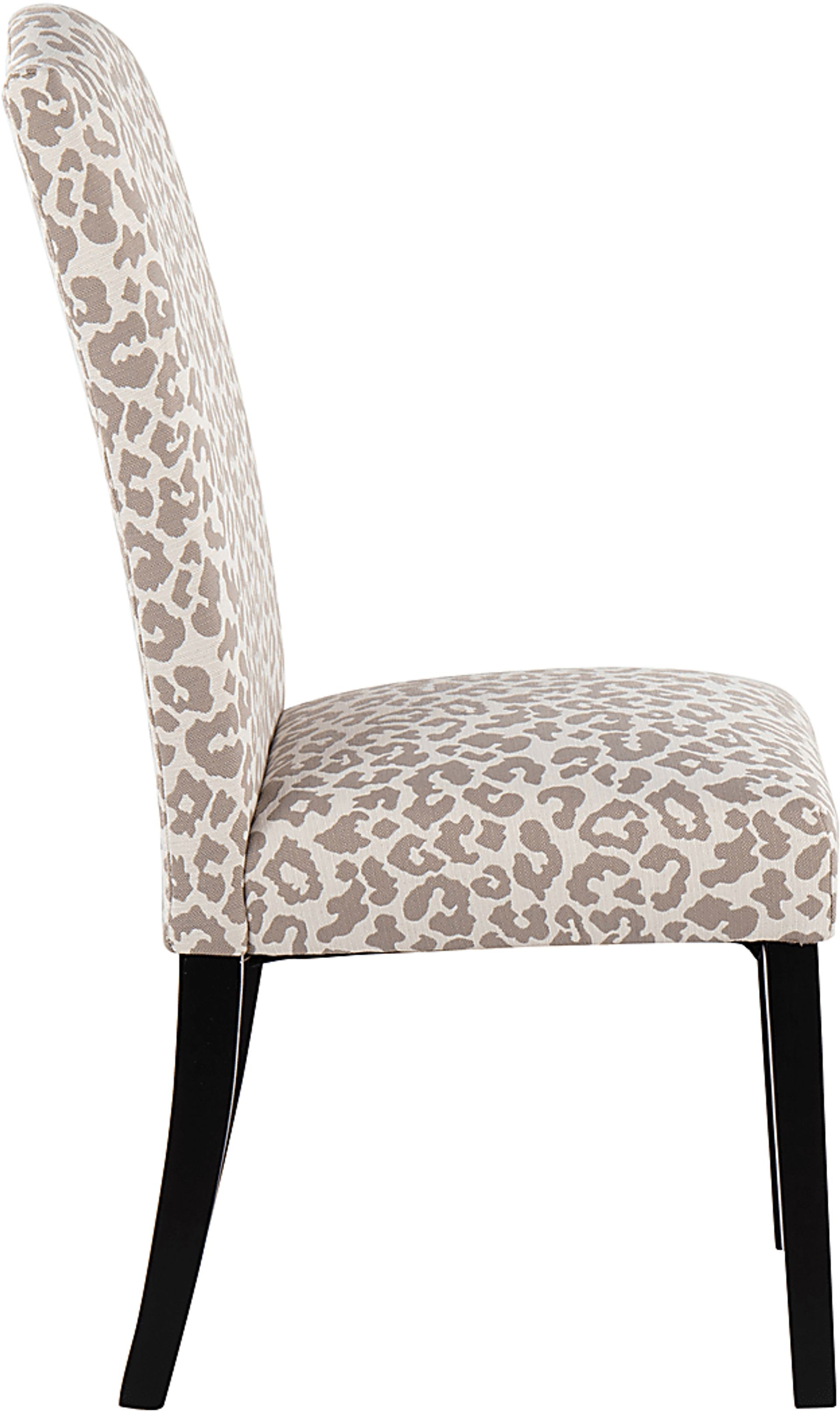 Gray Leopard Dining Chair with Tapered Legs and Pattern