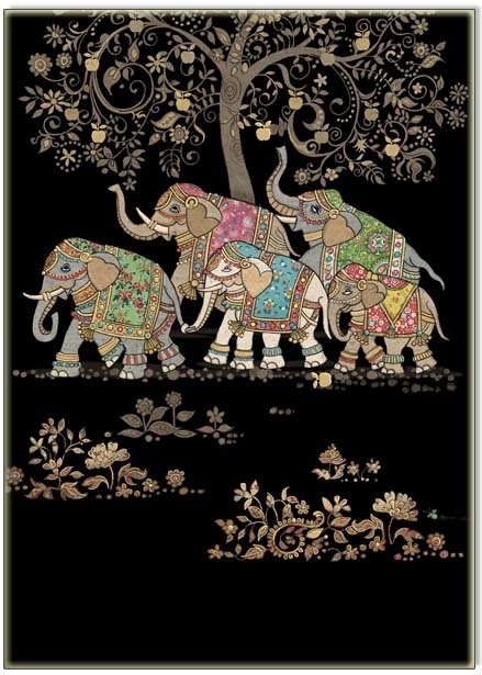Greeting Card Metallic Gold Foil Ornate Elephant Art Card