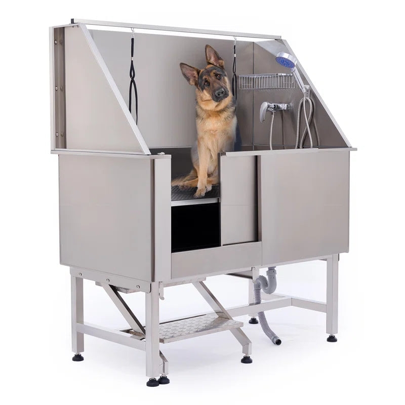 Grooming Tub with Pull Out Step for Industrial Pet Grooming Station