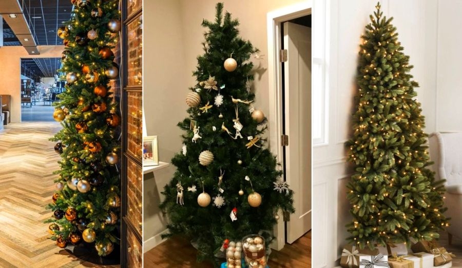 Half Christmas Tree: Slim Profile Wall Flush Tree