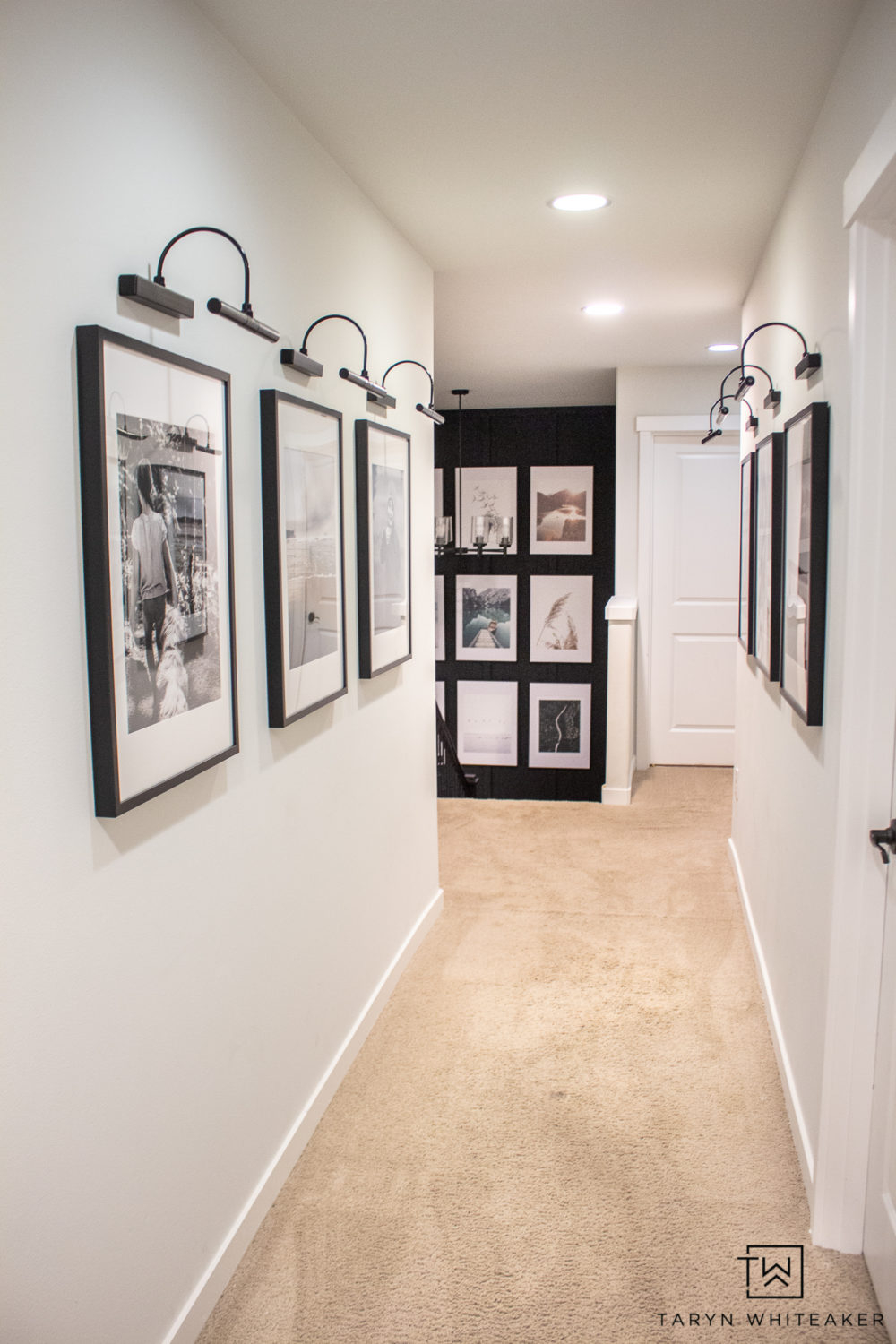 Hallway Gallery Wall Gooseneck Picture Lighting Photo Grid