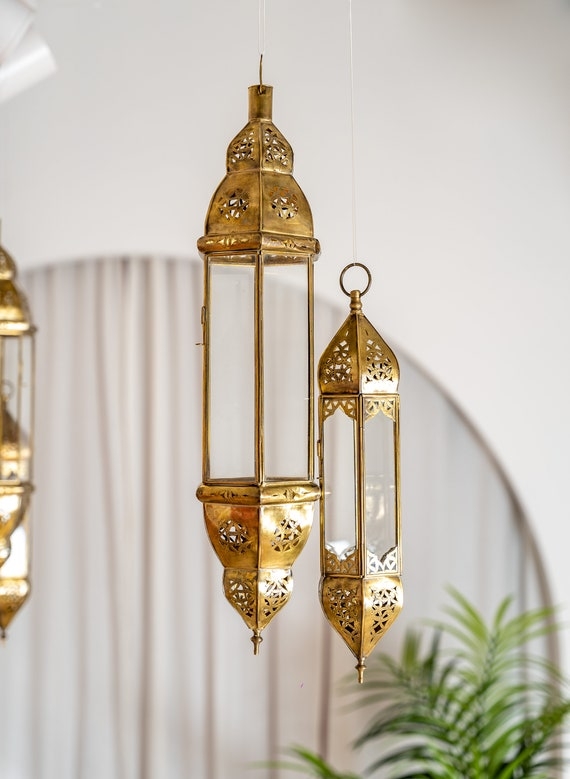 Hanging Lantern Pierced Metal Moroccan Brass Lanterns