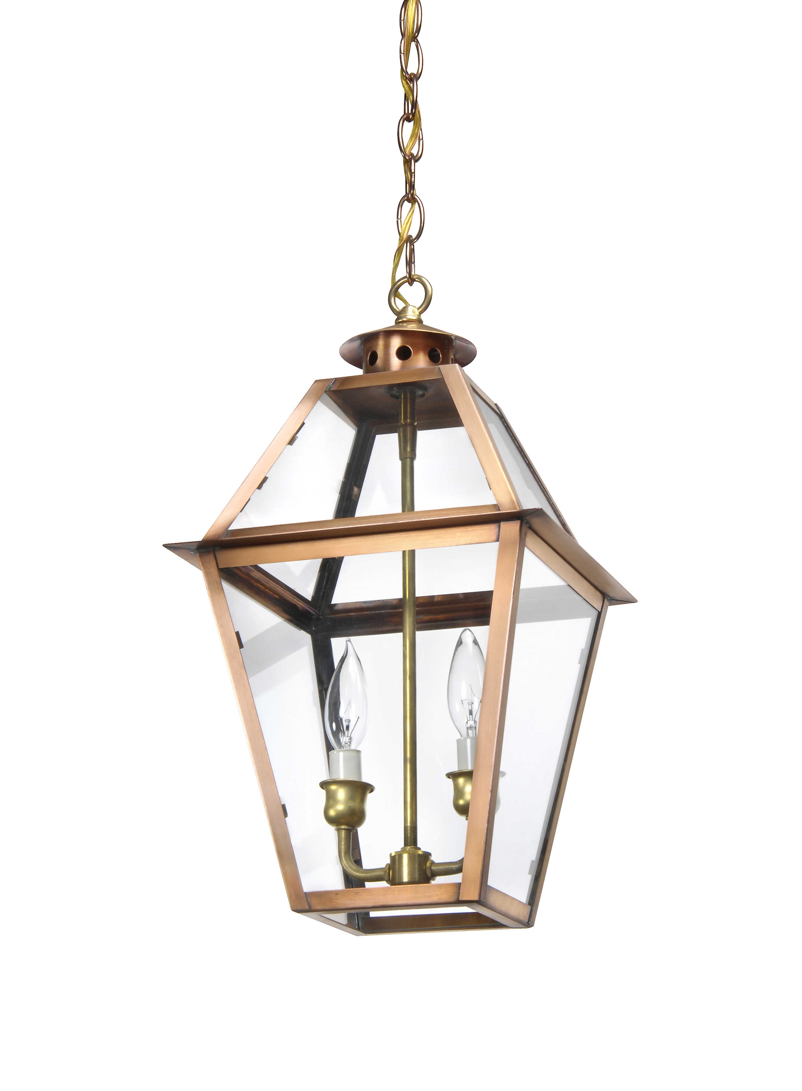 Hanging Lantern Tapered Copper Finish Traditional Entryway Light