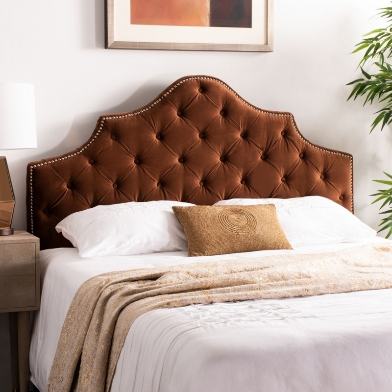 Headboard: Camelback Silhouette Chocolate Velvet Nailhead