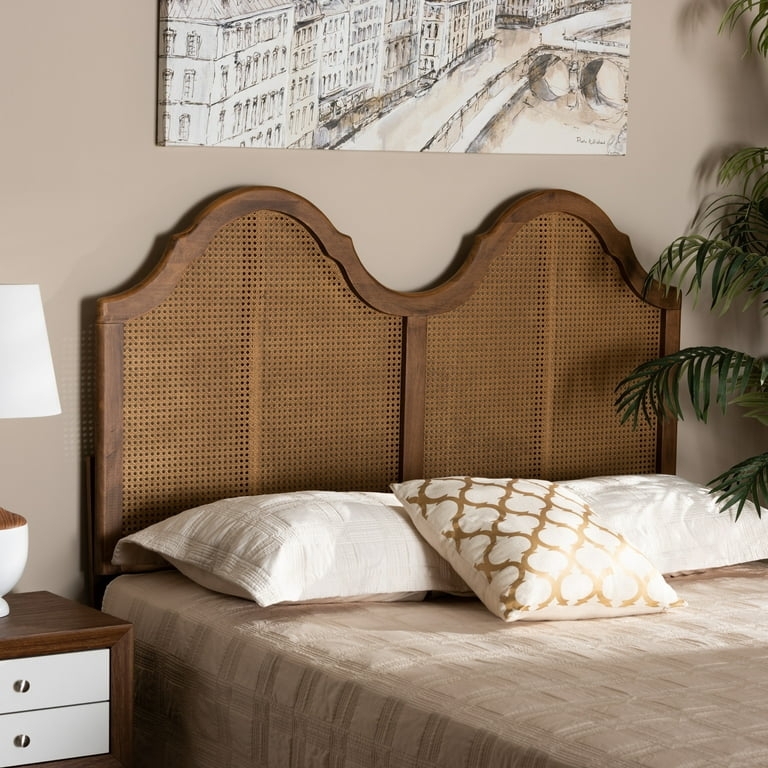 Headboard Double Arch Woven Rattan Cane Ash Walnut