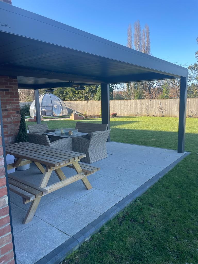 Heated Charcoal Metal Pergola for Modern Patios