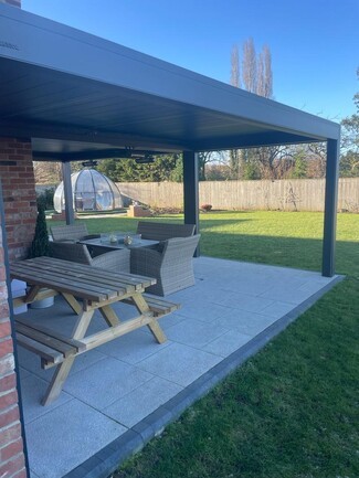 Heated Charcoal Metal Pergola for Modern Patios