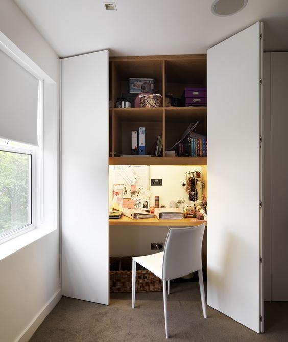 Hideaway Desk Bifold Closet Doors Space Saving Cloffice