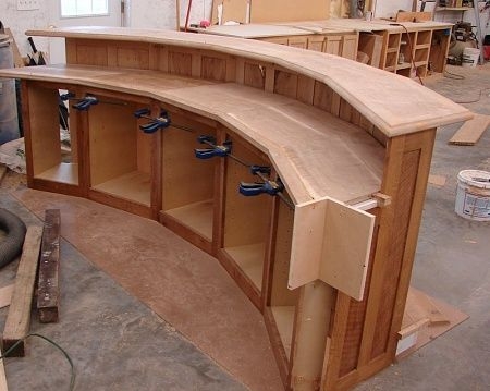 Home Bar: Bi-Level Rustic Wood with Panelled Detailing