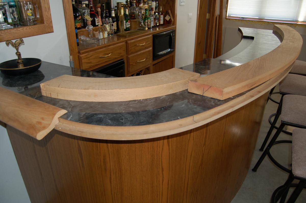 Home Bar: Custom Woodwork with Curved Rail Installation